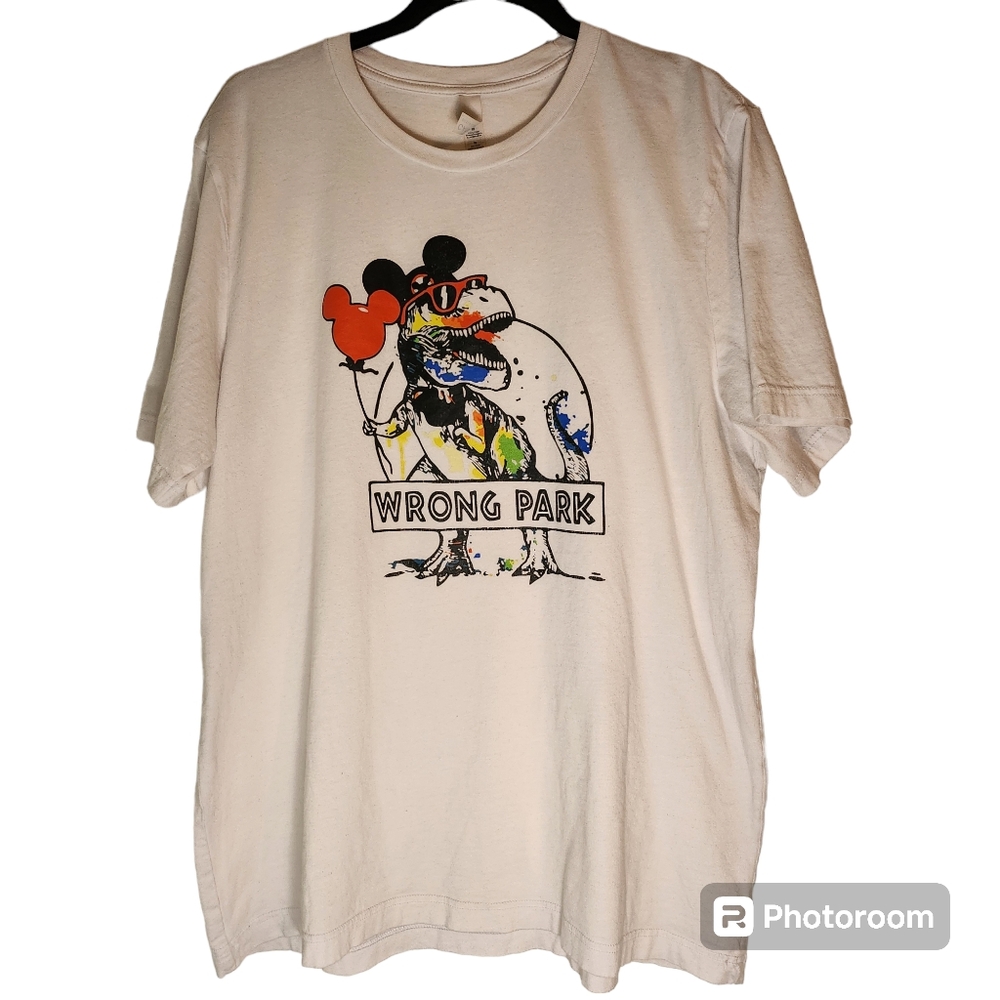 Disney Universal Mashup T Rex Mickey Balloon Vinyl White Bella Canvas Tee